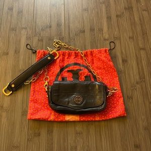 Tory Burch small black cross body with gold hardware